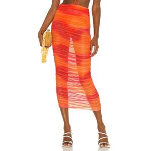 Camila Coelho 'Kelly' Orange Polyester Maxi Skirt Size M